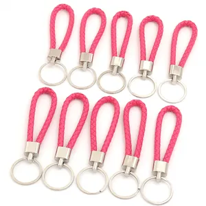 Set di 10 cordini in pelle intrecciata rosa per telefoni e dischi U con anelli d'argento