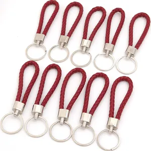 Set da 10 cordini intrecciati in finta pelle rossa per chiavi, USB e borracce d'acqua