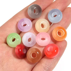 Colorful acrylic rondelle beads with imitation jade effect for DIY jewelry