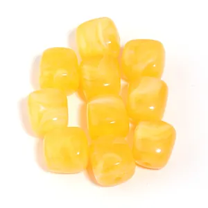 Juego de cuentas cuadradas de acrílico marmoleado amarillo para joyería DIY y cadenas