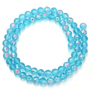 Cuentas de vidrio de cristal azul cielo facetadas con revestimiento AB para joyas DIY