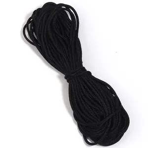 Paracorde à cœur en polyester noir pour tressage DIY et accessoires de vêtements faits main