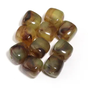 Cuentas de cubo de acrílico jaspeado verde y marrón para joyería de bricolaje y colgantes