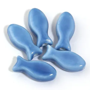 Sky blue ceramic fish-shaped loose beads for DIY handmade jewelry and accessories