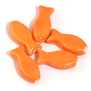 Cute orange fish-shaped ceramic beads for DIY jewelry making