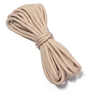 Cuerda de paracaídas trenzada de poliéster beige duradera para manualidades y accesorios