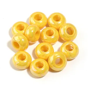 Yellow iridescent large hole acrylic abacus beads for DIY jewelry and phone chain making