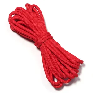 Cuerda de paracord roja de poliéster para trenzado DIY y accesorios de ropa a mano