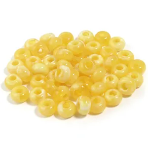 Elegant two-tone marbled acrylic beads with large holes for DIY jewelry and bag accessories