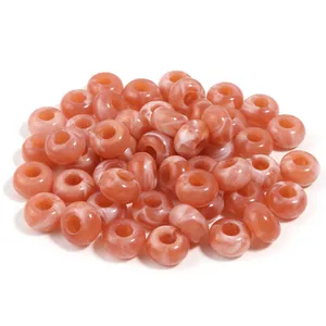 Salmon pink acrylic marbled beads with large holes for DIY jewelry making and crafts