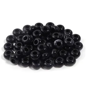 Dark black marbled acrylic beads with large hole design for DIY accessory crafting