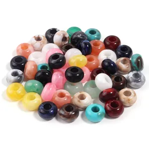 Colorful marble effect acrylic large hole beads for DIY jewelry making and bag charms