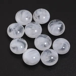 Cuentas redondas de acrílico con patrón de mármol blanco para la creación de joyas hechas a mano