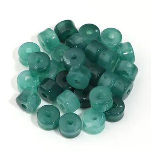 Cuentas de barril de acrílico verde con agujeros verticales para joyas y bolsos DIY