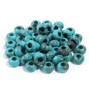 Teal and brown marbled acrylic large hole beads for DIY phone chains and bags craft