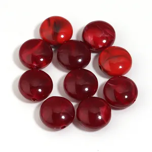 Cuentas redondas de acrílico jaspeado rojo brillante para accesorios de joyería DIY