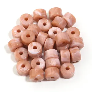 Cuentas de barril de acrílico jaspeado rosa carne para joyas y bolsos hechos a mano