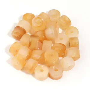 Cuentas de barril de acrílico mármol ámbar vintage para joyería DIY y accesorios
