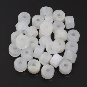 Cuentas de barril de acrílico blanco translúcido con agujeros rectos para joyería DIY