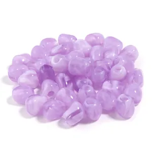 Cuentas de acrílico irregulares moradas jaspeadas para la creación de joyas DIY