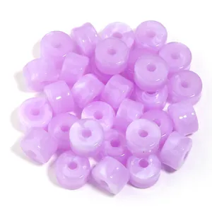 Cuentas de barril de acrílico lavanda con textura de mármol para joyas DIY artes