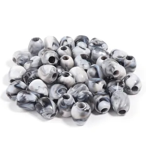 Cuentas de acrílico irregulares con patrón de mármol blanco y negro para joyería DIY
