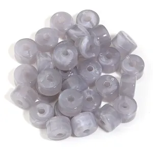 Cuentas cilíndricas de acrílico jaspeado gris para joyas y accesorios hechos a mano