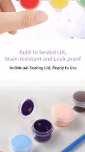 Close-up detail of 3ml 8-color acrylic paint pots featuring leak-proof sealing lids