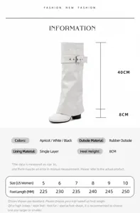 Weiße mittelhohe Ritterstiefel für Damen Größentabelle und Spezifikationen