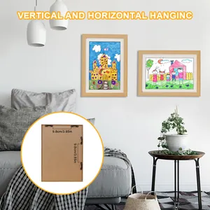 Wooden A4 children's art frame with magnetic flip for vertical or horizontal hanging