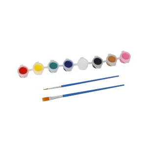 8-color acrylic paint set with 3ml pots and two blue brushes for kids DIY creative art