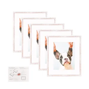 5er-Set rustikale weiße PVC-Fotorahmen mit Montagezubehör und Anleitung
