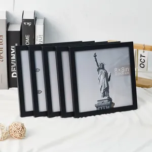 Lot de cinq cadres photo carrés en bois noir de 8x8 pouces pour décoration de table