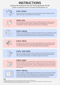 Step-by-step English instructions for baby or pet hand and footprint DIY photo frame kit