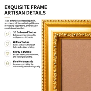 Detailansicht eines goldenen Vintage-Fotorahmens aus PS-Schaum mit Reliefmuster