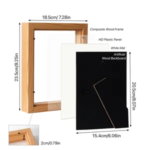 Diagrama de dimensiones detallado del marco de madera compuesta con panel HD