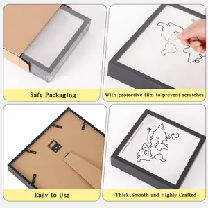 Detailed features of black shadow box frame for ticket and travel souvenir storage