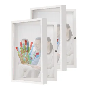 Lot de trois cadres blancs pour empreintes de mains DIY pour photos de famille