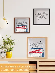 Adventure archive shadow box frame for travel memories and ticket display collection
