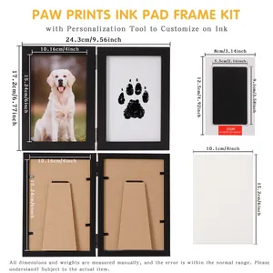 Specifiche dimensionali kit cornice impronte zampe con tampone e spazio foto