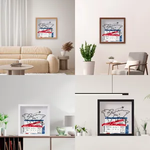 Shadow box frame for airline ticket stubs in four different colors and home settings