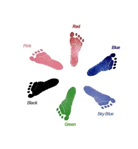 Collection of various ink colors for baby hand and footprint DIY souvenir kit detail