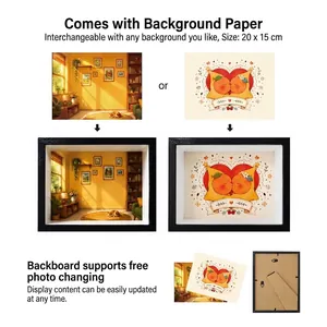 Marco de fotos 3D con papel de fondo intercambiable 20x15cm para figuras coleccionables