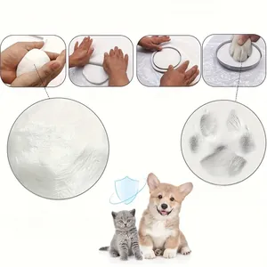 Step-by-step tutorial showing how to create a DIY pet paw print souvenir using clay