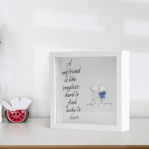Arte artigianale in vetro di mare tema amicizia in cornice bianca per decorazione