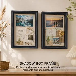 Cadre vitrine noir haut de gamme avec verre véritable pour souvenirs et photos