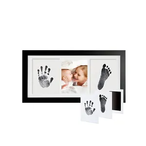 Personalized baby hand and footprint DIY commemorative photo frame kit for newborn gifts
