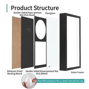 Exploded view showing layers of CD album storage display frame with acrylic front