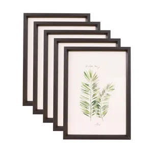 Set de 5 marcos de fotos de madera negros A4 con diseño biselado minimalista