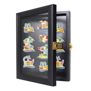 Cornice Espositiva Magnetica per Magneti da Frigorifero Shadow Box A3 A4 Vetrina per Collezione Spille Souvenir Legno MDF Nero